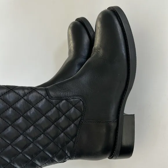 Vince Camuto Faya Black Quilted Leather Riding Knee High Boots Like New 6
