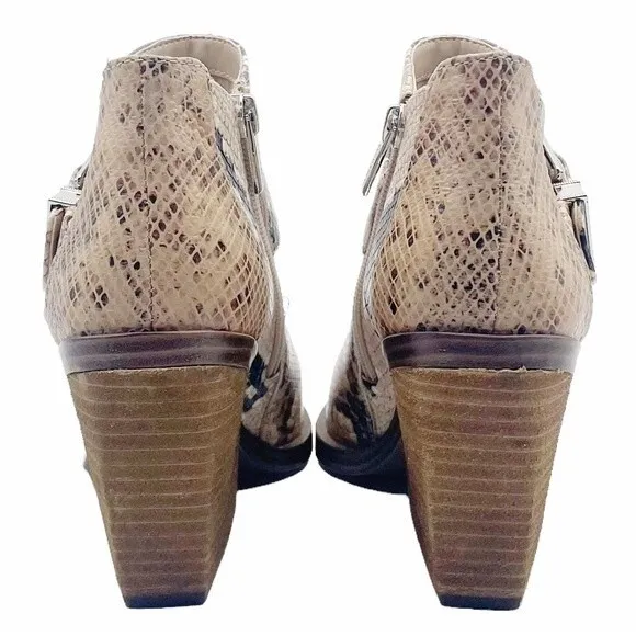 Vince Camuto Leather Desert Snake Pointed Toe Western Ankle Bootie Size 6.5