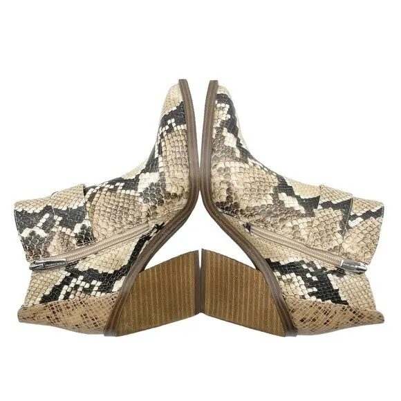 Vince Camuto Leather Desert Snake Pointed Toe Western Ankle Bootie Size 6.5