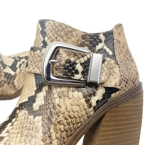 Vince Camuto Leather Desert Snake Pointed Toe Western Ankle Bootie Size 6.5