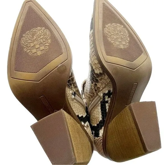 Vince Camuto Leather Desert Snake Pointed Toe Western Ankle Bootie Size 6.5