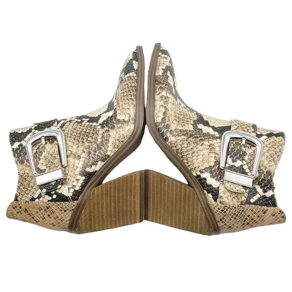 Vince Camuto Leather Desert Snake Pointed Toe Western Ankle Bootie Size 6.5