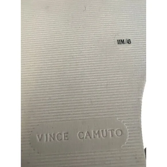 Vince Camuto Mariena White Black Leather Wedge Platform Hook &amp; Loop Sandals 11