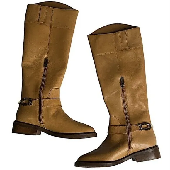 Vince Camuto New Amanyir Leather Riding Boots 6.5 M Cowgirl Western Wide Calf