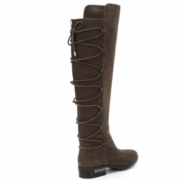 Vince Camuto parle Suede Lace Detail stretch Block Heel over the Knee Boots 8.5M