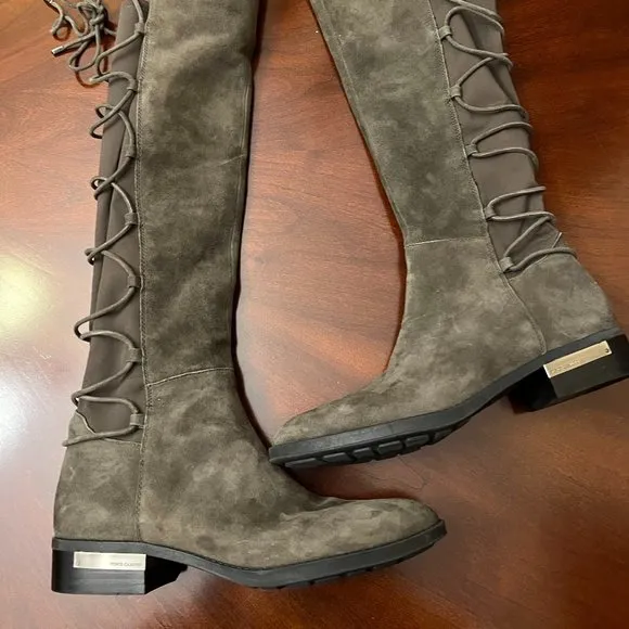 Vince Camuto parle Suede Lace Detail stretch Block Heel over the Knee Boots 8.5M