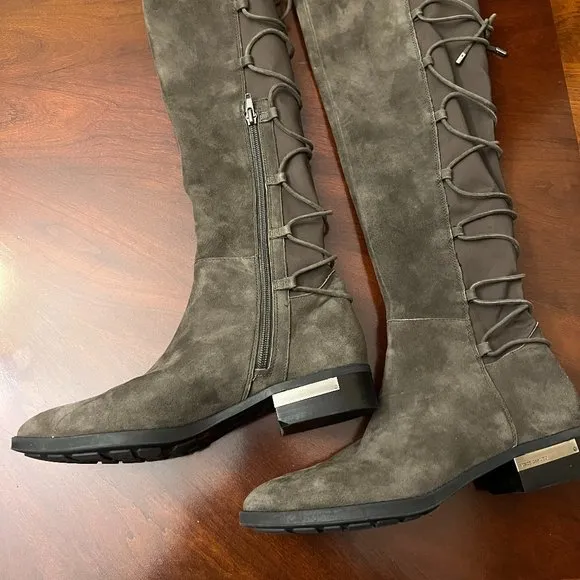 Vince Camuto parle Suede Lace Detail stretch Block Heel over the Knee Boots 8.5M