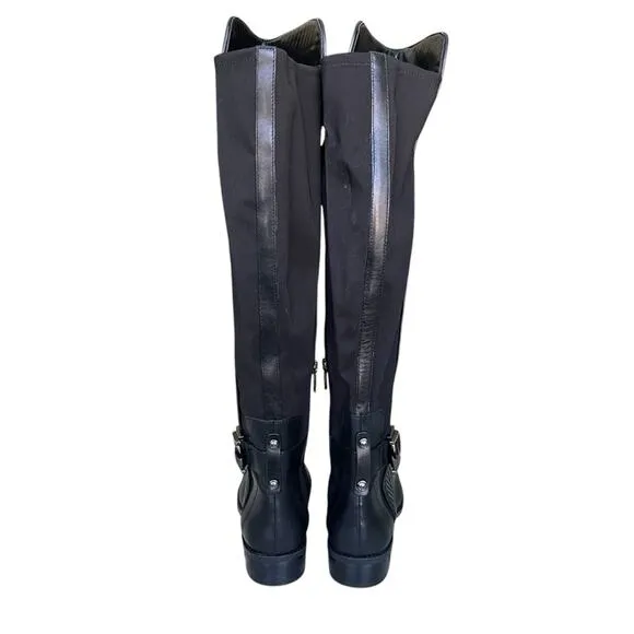 Vince Camuto Pordalia Leather and Stretch Over The Knee Boots Black Size 7.5 M