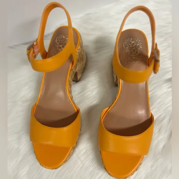 Vince Camuto Ranneli Strappy Espadrille Platform Sandals In Orange Size