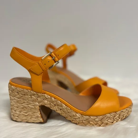 Vince Camuto Ranneli Strappy Espadrille Platform Sandals In Orange Size