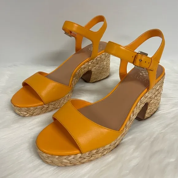 Vince Camuto Ranneli Strappy Espadrille Platform Sandals In Orange Size
