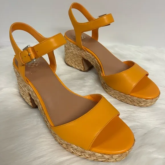 Vince Camuto Ranneli Strappy Espadrille Platform Sandals In Orange Size