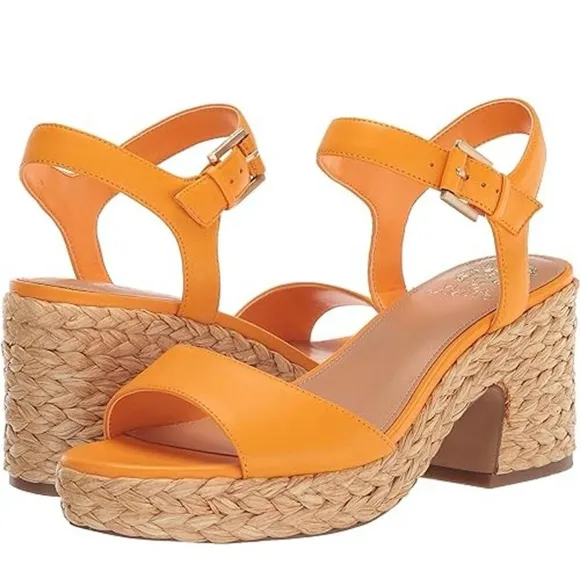 Vince Camuto Ranneli Strappy Espadrille Platform Sandals In Orange Size