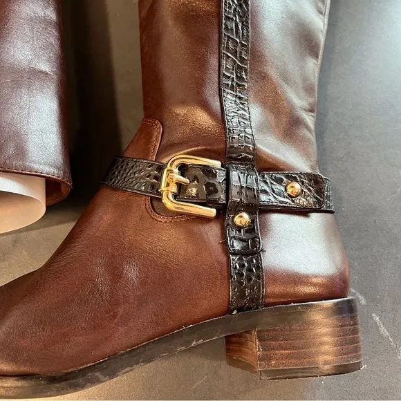 Vince Camuto sz 7.5 Ina2 brown and black leather knee high riding boots