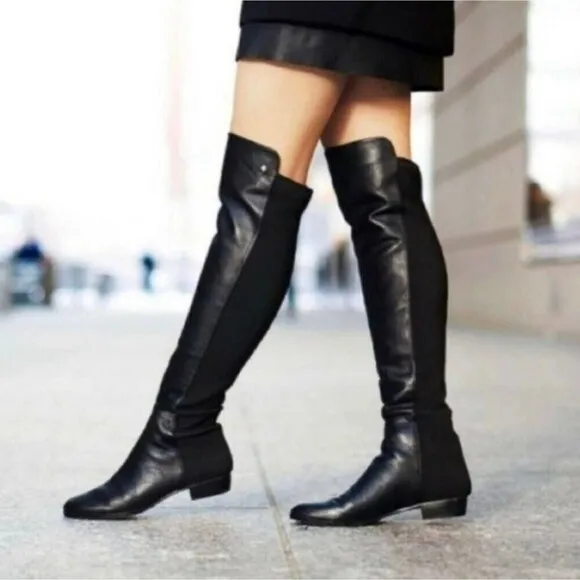 Vince Camuto Women's Karita Over the Knee Riding Leather Boots Black 6.5 NWOT