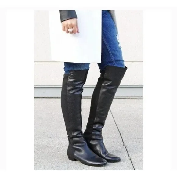 Vince Camuto Women's Karita Over the Knee Riding Leather Boots Black 6.5 NWOT
