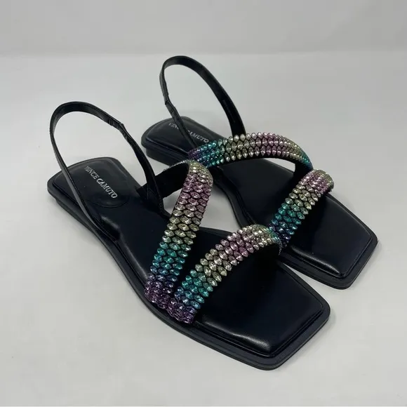 Vince Camuto Womens Prizza Embellished Slingback Strappy Sandals Shoes NWT
