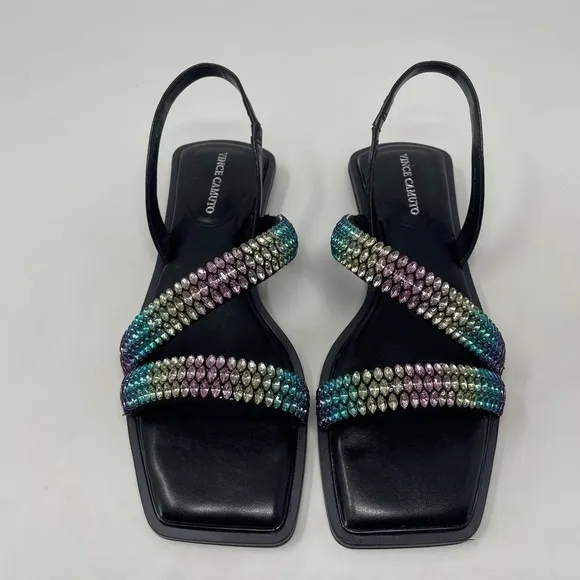 Vince Camuto Womens Prizza Embellished Slingback Strappy Sandals Shoes NWT
