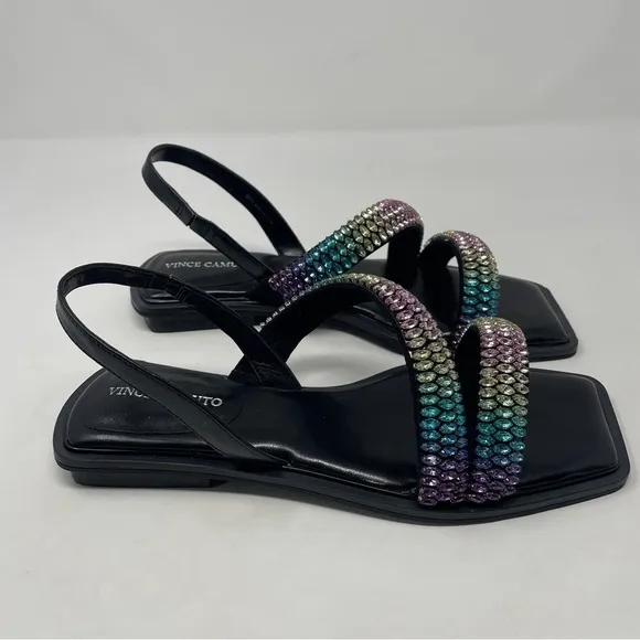 Vince Camuto Womens Prizza Embellished Slingback Strappy Sandals Shoes NWT
