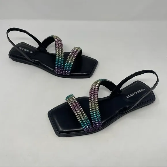 Vince Camuto Womens Prizza Embellished Slingback Strappy Sandals Shoes NWT