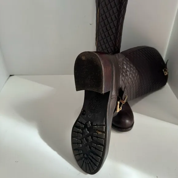 Vince Camuto Womens Wenters Quilted Leather Riding Boots Brown size 8