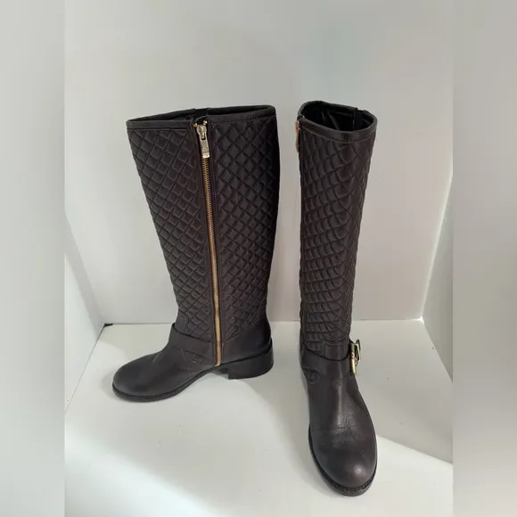 Vince Camuto Womens Wenters Quilted Leather Riding Boots Brown size 8