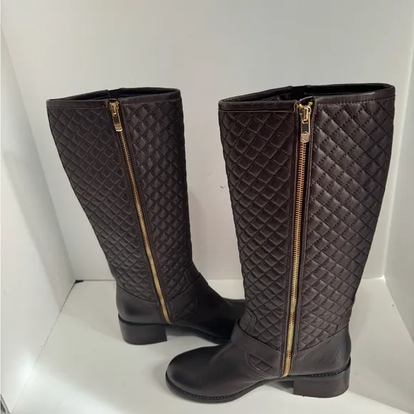 Vince Camuto Womens Wenters Quilted Leather Riding Boots Brown size 8