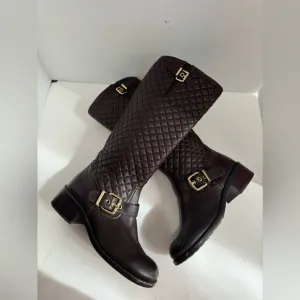 Vince Camuto Womens Wenters Quilted Leather Riding Boots Brown size 8