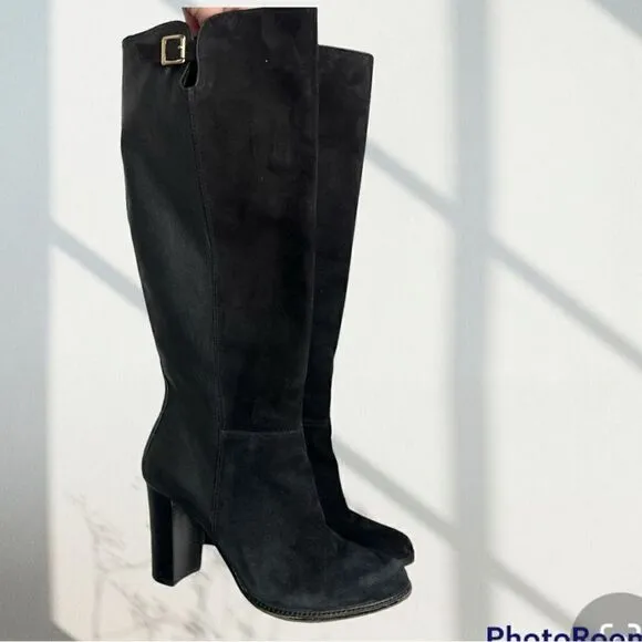 Vince Camuto Lanessa Black Heeled Suede and Leather Boots 8.5