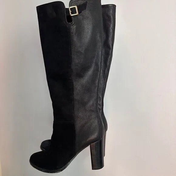 Vince Camuto Lanessa Black Heeled Suede and Leather Boots 8.5