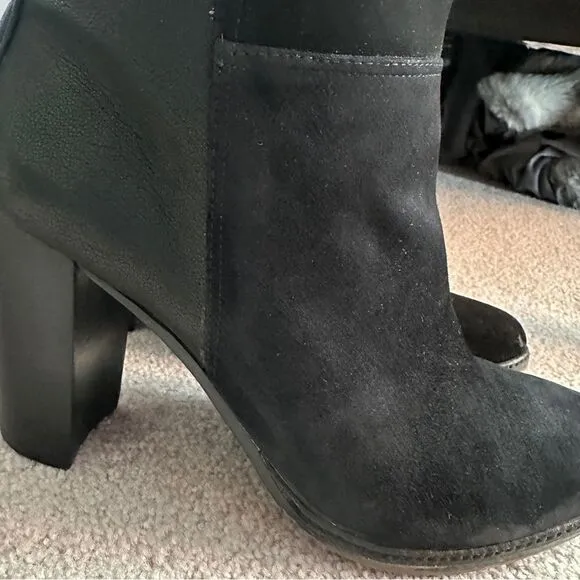 Vince Camuto Lanessa Black Heeled Suede and Leather Boots 8.5