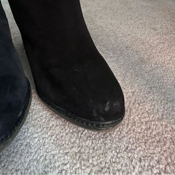 Vince Camuto Lanessa Black Heeled Suede and Leather Boots 8.5