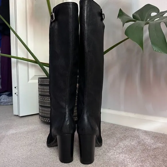 Vince Camuto Lanessa Black Heeled Suede and Leather Boots 8.5