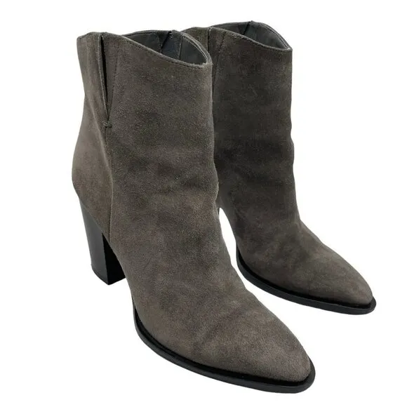 VINCE Erving Western Ankle Suede Booties Size 6.5 in Grey