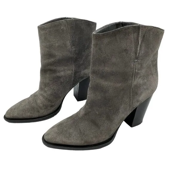 VINCE Erving Western Ankle Suede Booties Size 6.5 in Grey