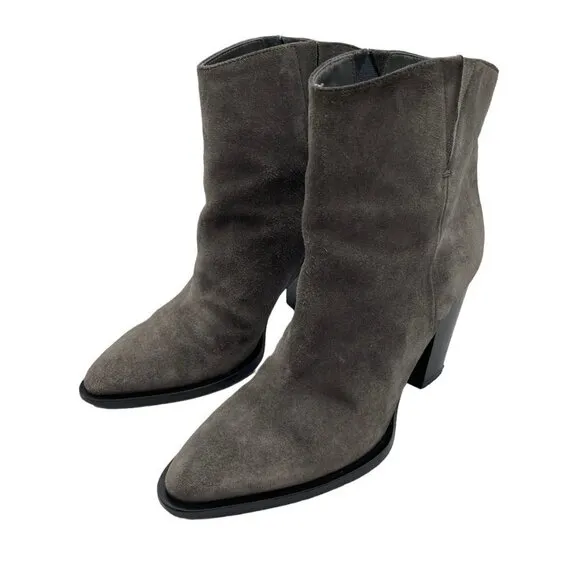 VINCE Erving Western Ankle Suede Booties Size 6.5 in Grey
