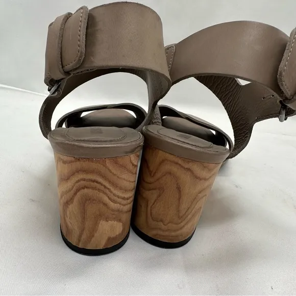 Vince Gwyn Leather Slingback Wooden Wedge Strappy Sandals