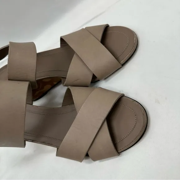 Vince Gwyn Leather Slingback Wooden Wedge Strappy Sandals