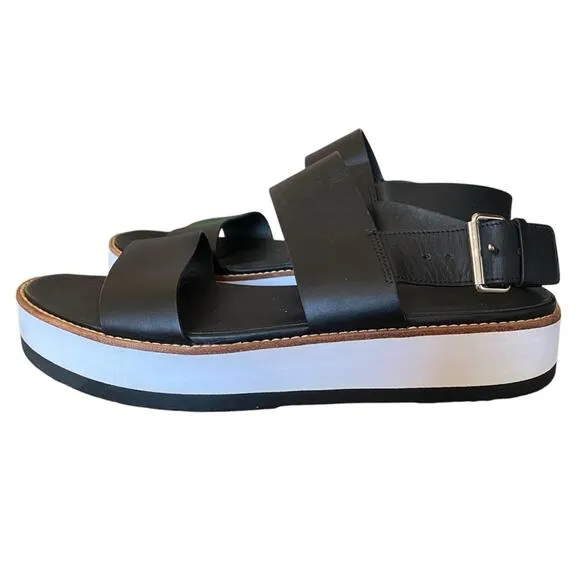 Vince Mana Platform Black White Leather Women's Sandals size 9