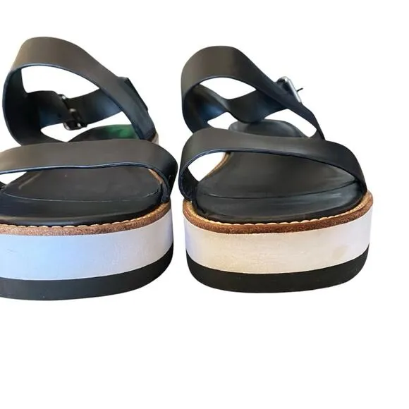 Vince Mana Platform Black White Leather Women's Sandals size 9