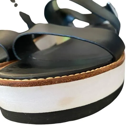 Vince Mana Platform Black White Leather Women's Sandals size 9