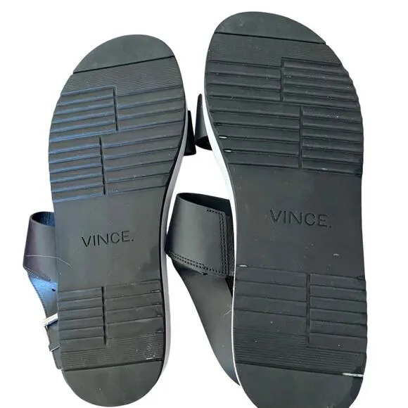 Vince Mana Platform Black White Leather Women's Sandals size 9
