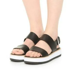 Vince Mana Platform Black White Leather Women's Sandals size 9