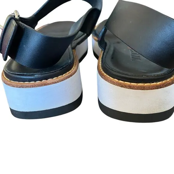 Vince Mana Platform Black White Leather Women's Sandals size 9
