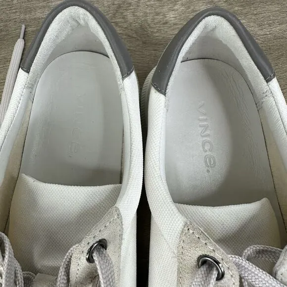 Vince Men's Dawson‎ Canvas Leather Low-Top White Sneakers Size 8 / 41