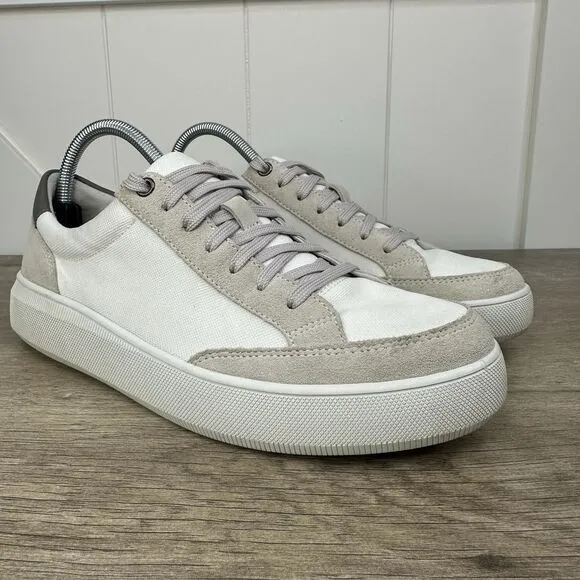 Vince Men's Dawson‎ Canvas Leather Low-Top White Sneakers Size 8 / 41