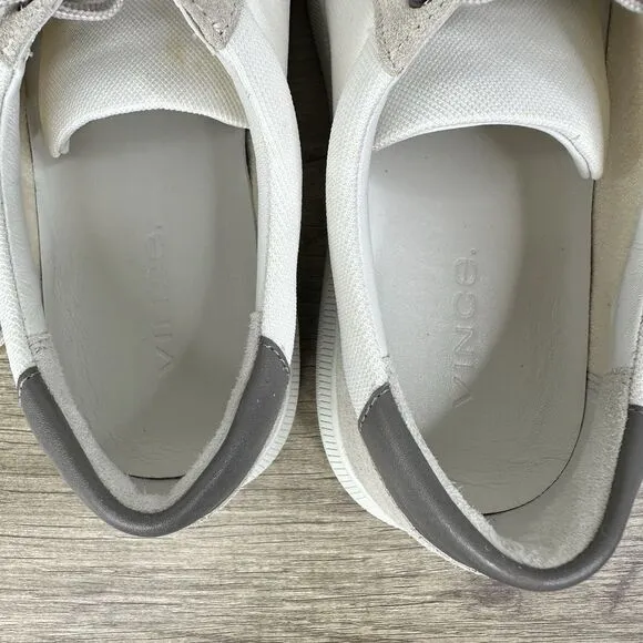 Vince Men's Dawson‎ Canvas Leather Low-Top White Sneakers Size 8 / 41