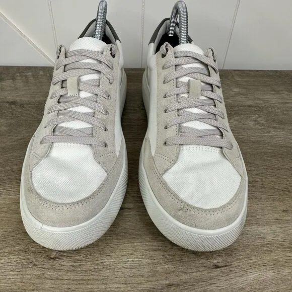 Vince Men's Dawson‎ Canvas Leather Low-Top White Sneakers Size 8 / 41