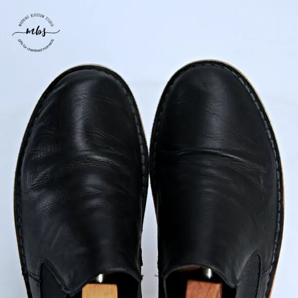 Vince Mia Leather Slip On Loafers Black Women 7.5