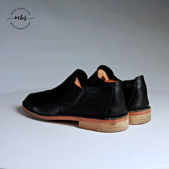 Vince Mia Leather Slip On Loafers Black Women 7.5